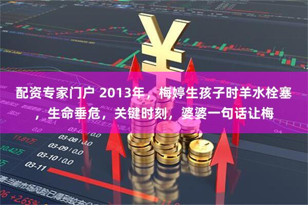 配资专家门户 2013年，梅婷生孩子时羊水栓塞，生命垂危，关键时刻，婆婆一句话让梅